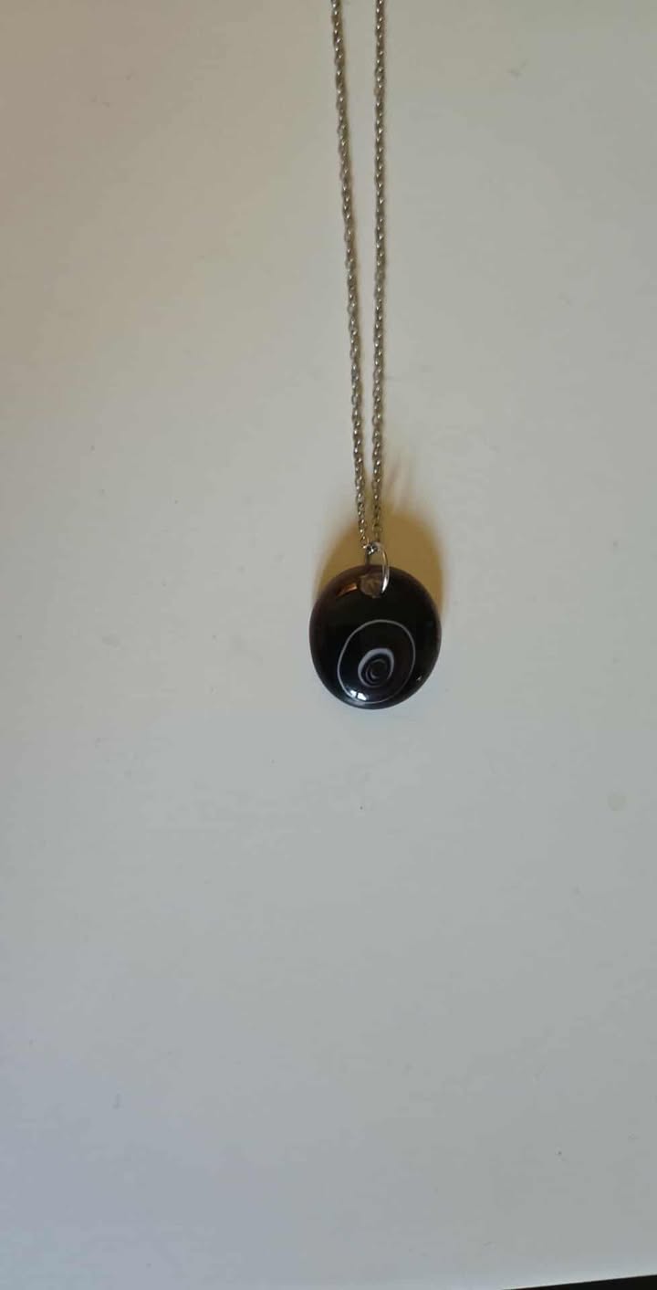 EXCLUSIVE: Midnight Spiral Fused Glass Pendant Necklace