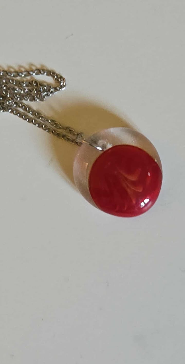 EXCLUSIVE: Crimson Glow Fused Glass Pendant Necklace