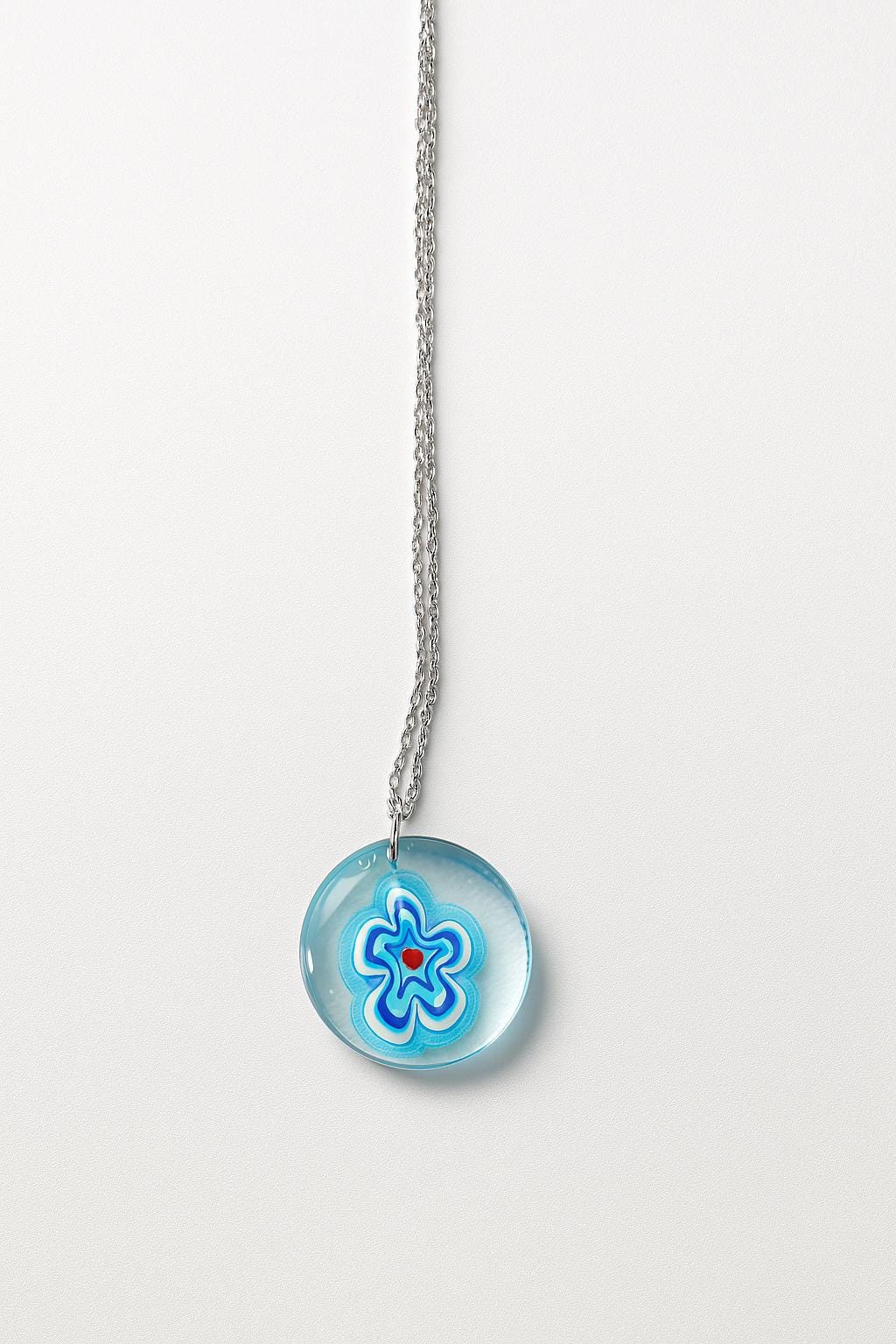 Handcrafted Blue Millefiori Glass Pendant Necklace