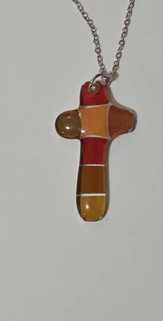 Sunset Ember Cross Pendant