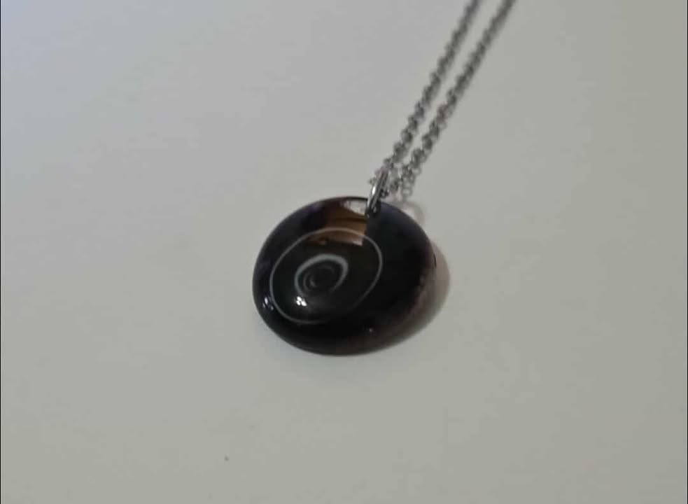 EXCLUSIVE: Midnight Spiral Fused Glass Pendant Necklace