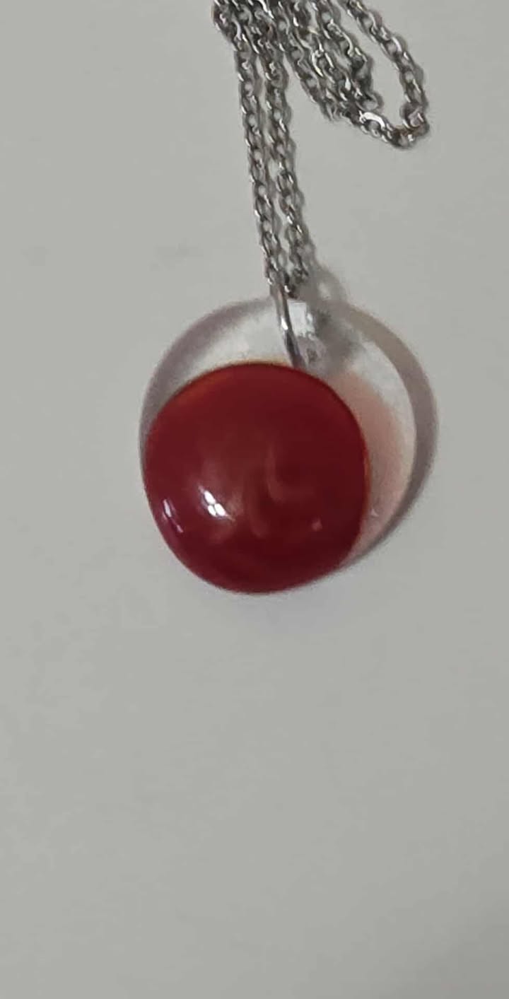 EXCLUSIVE: Crimson Glow Fused Glass Pendant Necklace