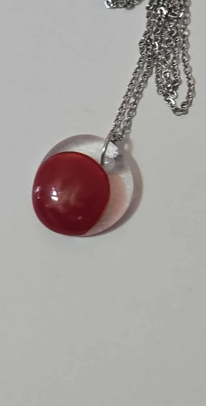 EXCLUSIVE: Crimson Glow Fused Glass Pendant Necklace