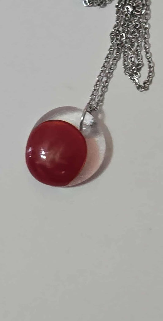 EXCLUSIVE: Crimson Glow Fused Glass Pendant Necklace