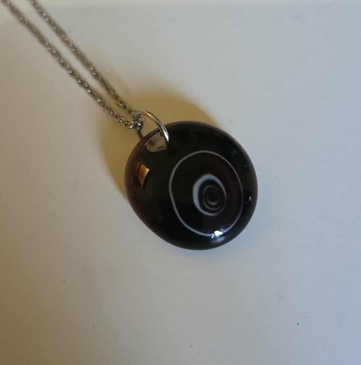 EXCLUSIVE: Midnight Spiral Fused Glass Pendant Necklace