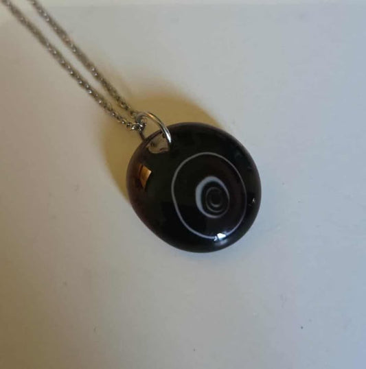 EXCLUSIVE: Midnight Spiral Fused Glass Pendant Necklace