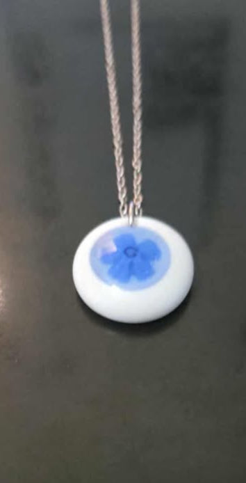 EXCLUSIVE: Blue Blossom Fused Glass Pendant Necklace